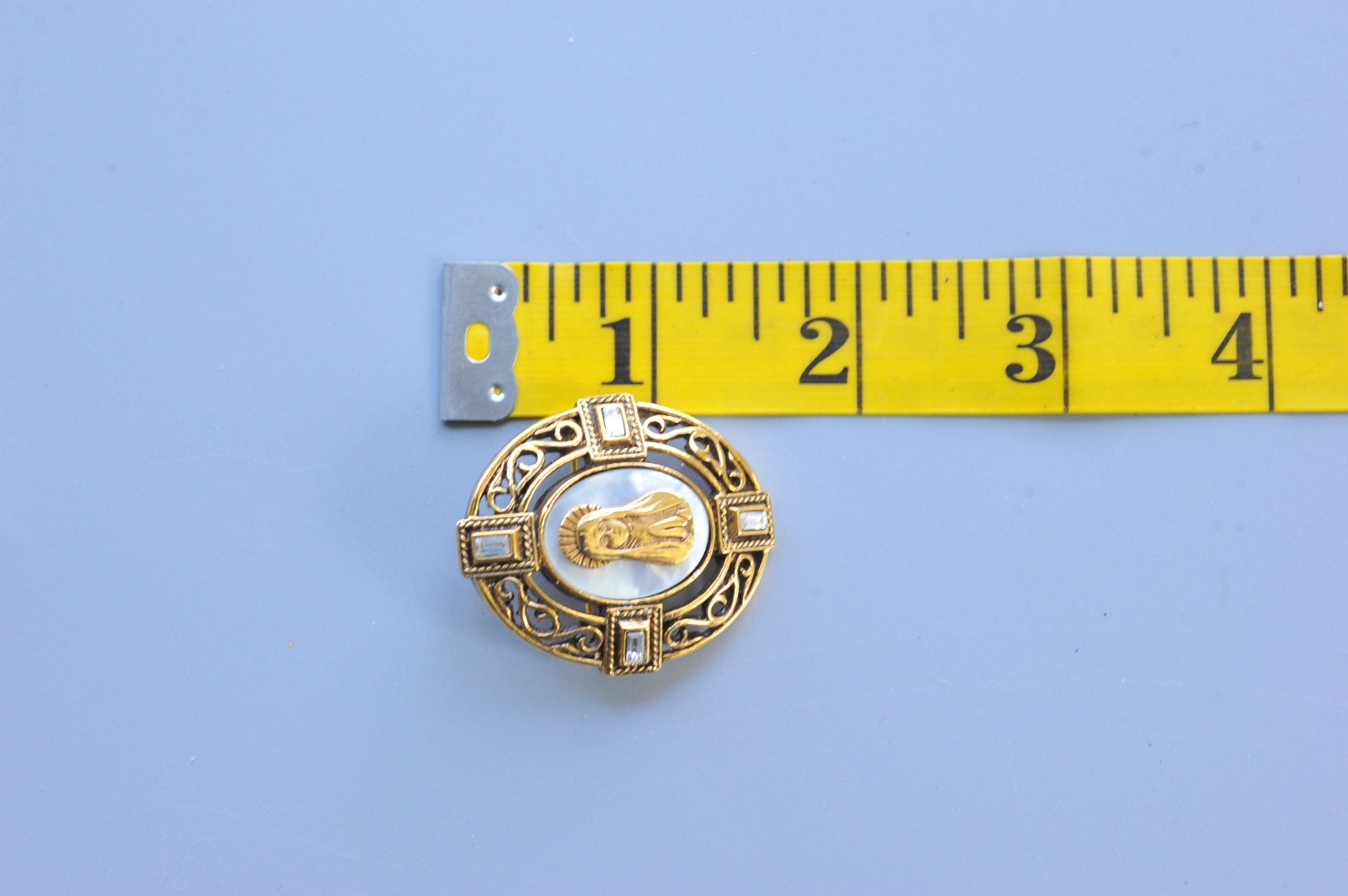 Brooch Mary Vatican Library Collection Gold tone rhinestone signed SA25