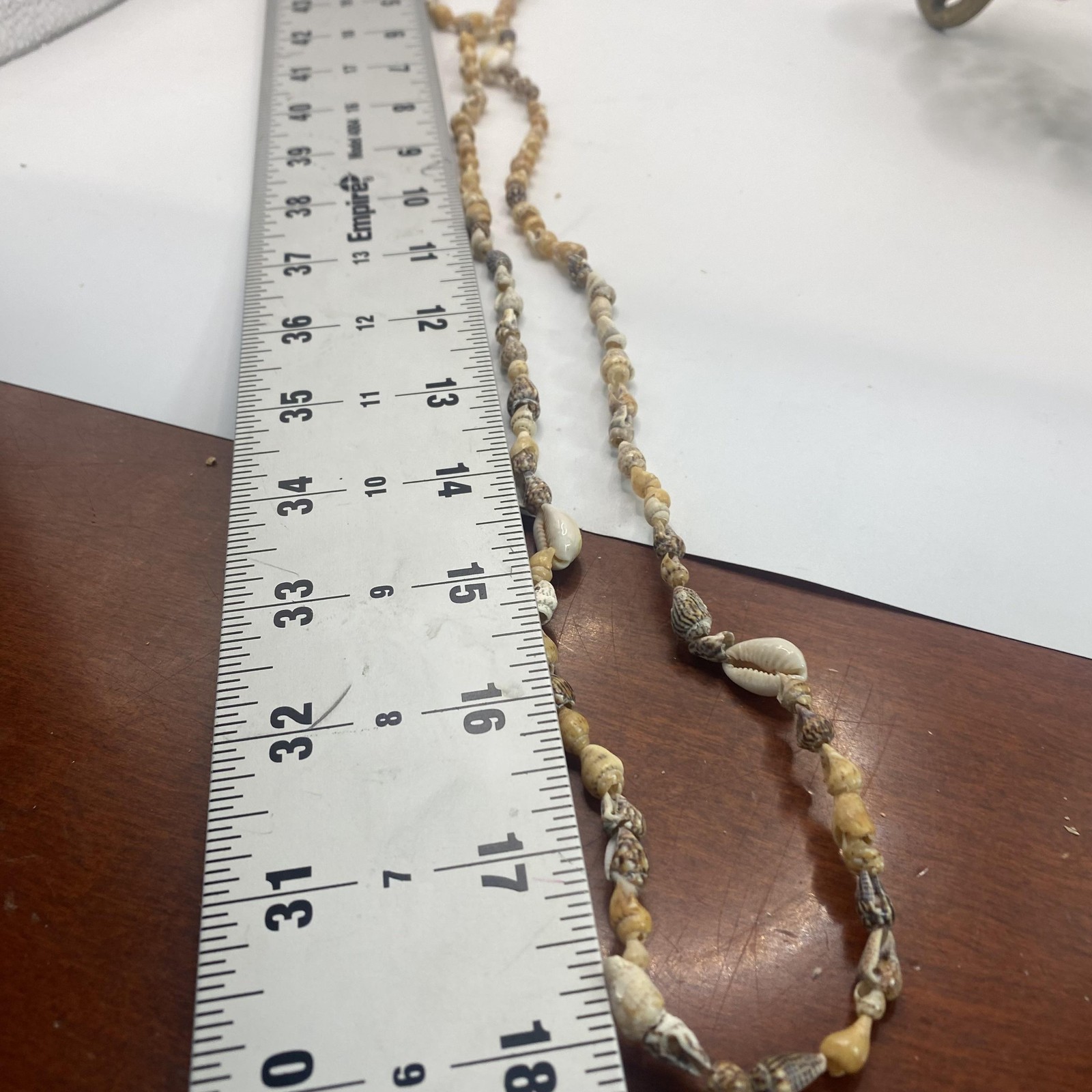 Beige Shell Beaded Necklace 36 In Long Strand Sea Life Beach Womens Jewelry