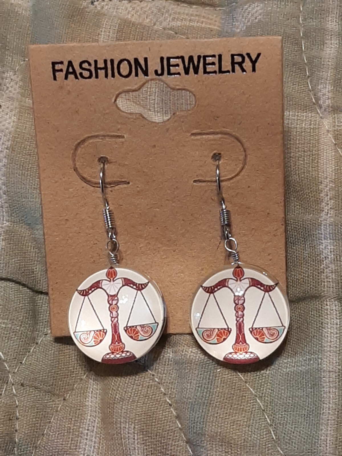 ZODIAC SIGN LIBRA Double sided Pendant Charm Dangle Earrings / hooks