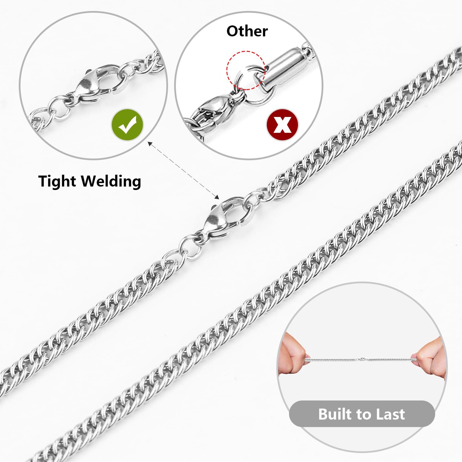 Men Women Boy Cross Necklace Stainless Steel Boy Plain Pendant Cuban Chain Gift