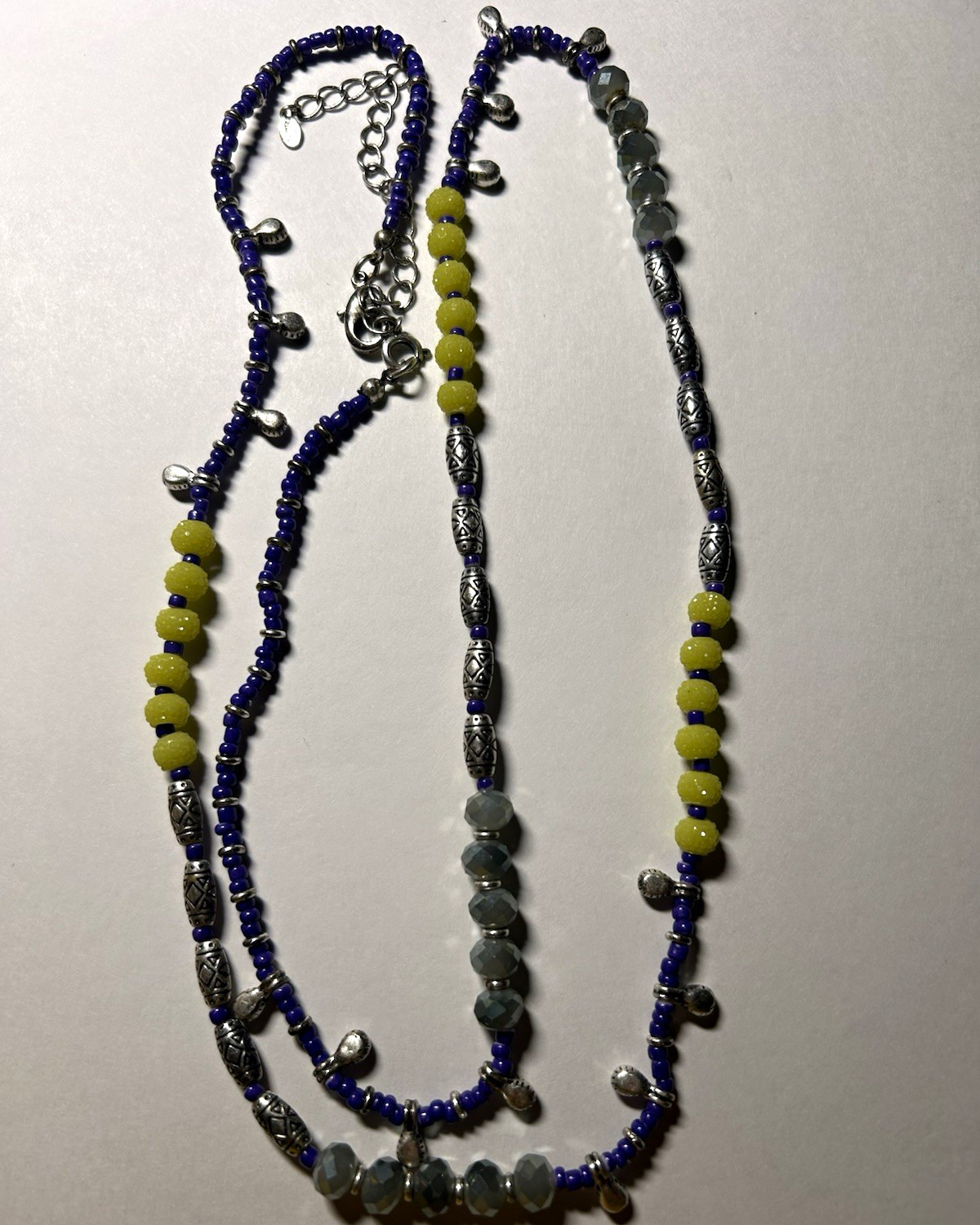 Premier Designs Beaded Necklace Silver Tone Chain Adjustable Clasp Extension