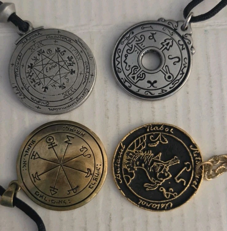 Lot of 4 Antique-Style Necklaces with Pendants/Talisman Sold AS SHOWN Lot.1M