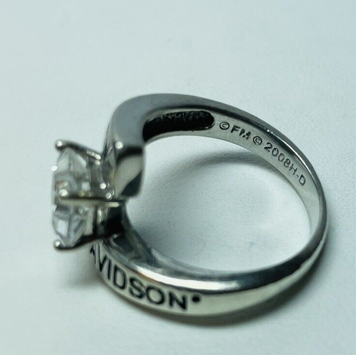 Harley Davidson Sterling 925 Silver CZ Engagement Ring Sz 6 – .14
