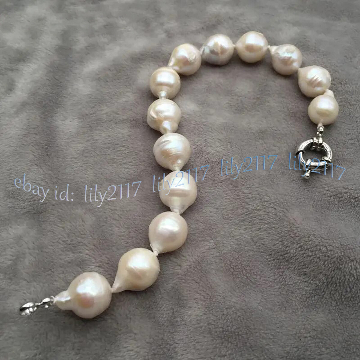 Rare 15-20mm Genuine Natural South Sea White Baroque Keshi Pearl Bracelet 8”