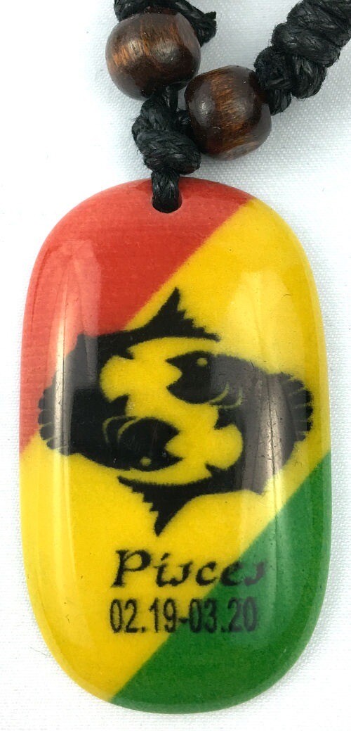 Rasta Zodiac Symbols Adjustable Sliding Knot Necklace Ceramic Astrology Sign
