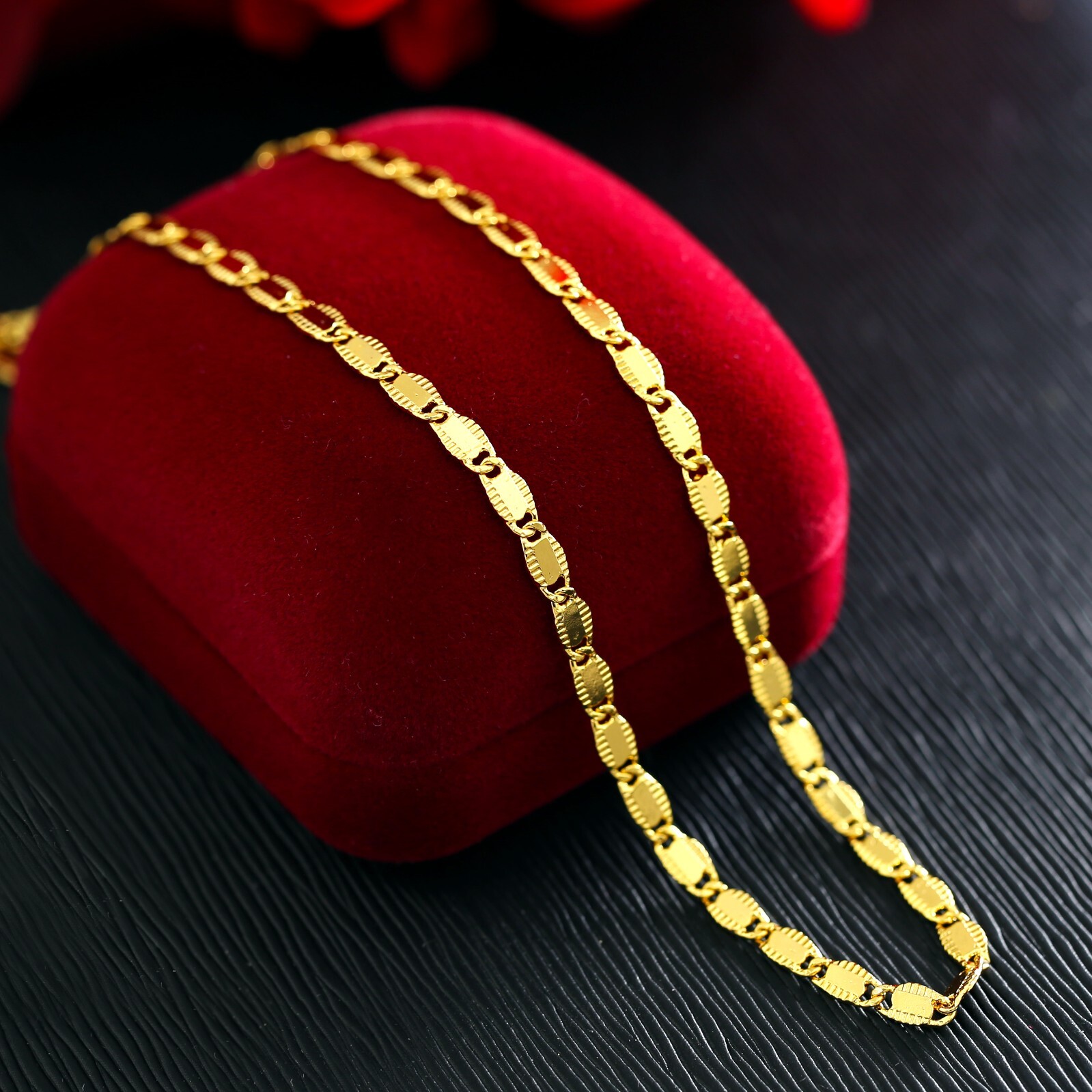 24K GOLD FILLED 4MM Anchor Mariner CHAIN 60CM MENS WOMENS SOLID NECKLACE 24INCH