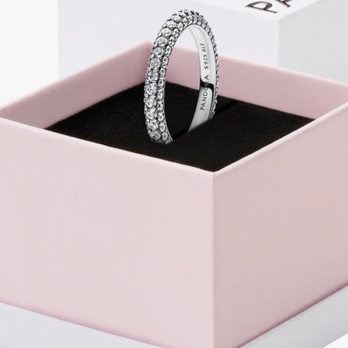 NEW Genuine Pandora Sterling Silver Timeless Pave Single-Row Ring Size 60 / 9