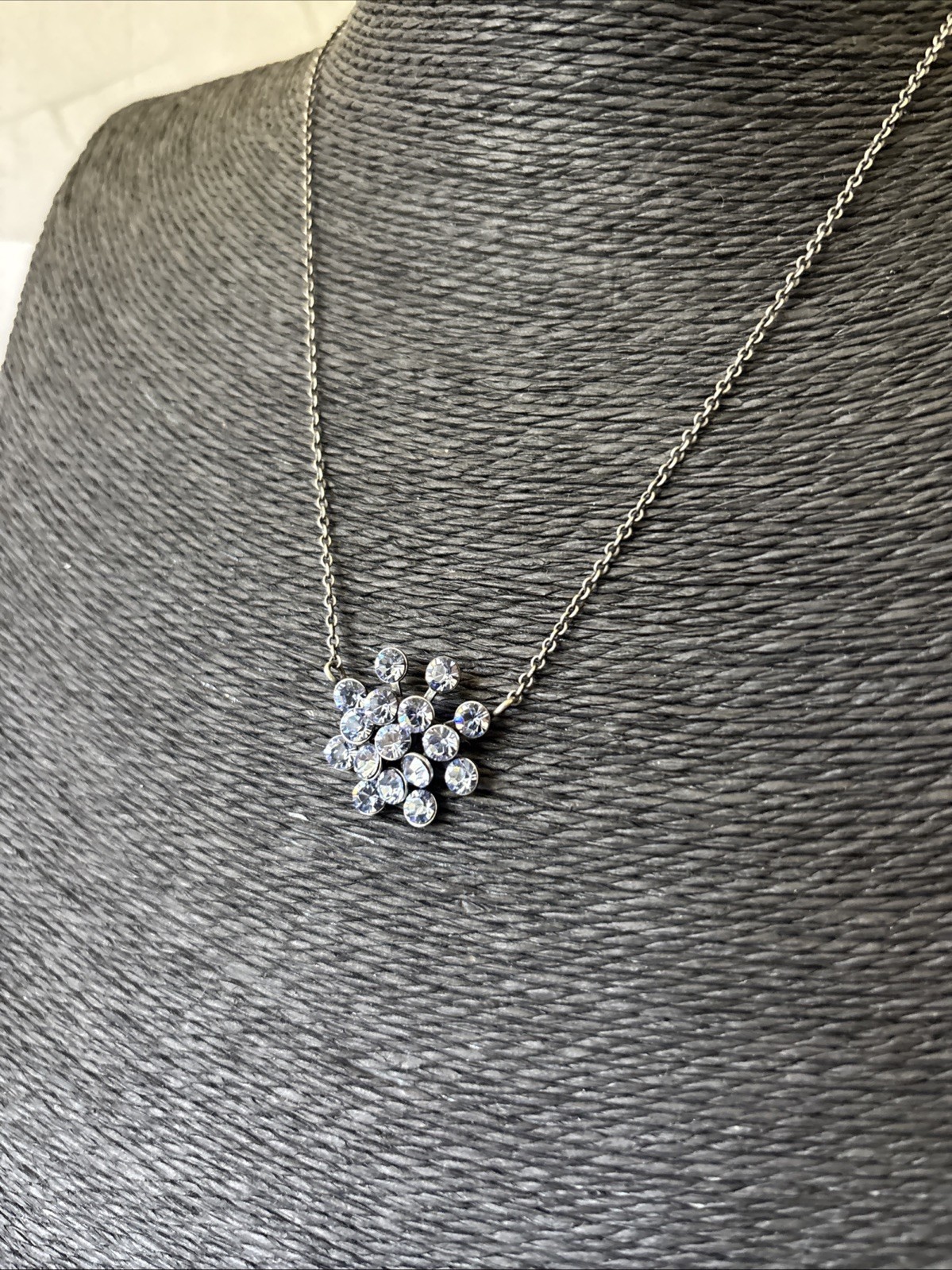 Snowflake Necklace Konplatt by Miranda Jo Pale Ice Blue Faceted Crystal Ethereal