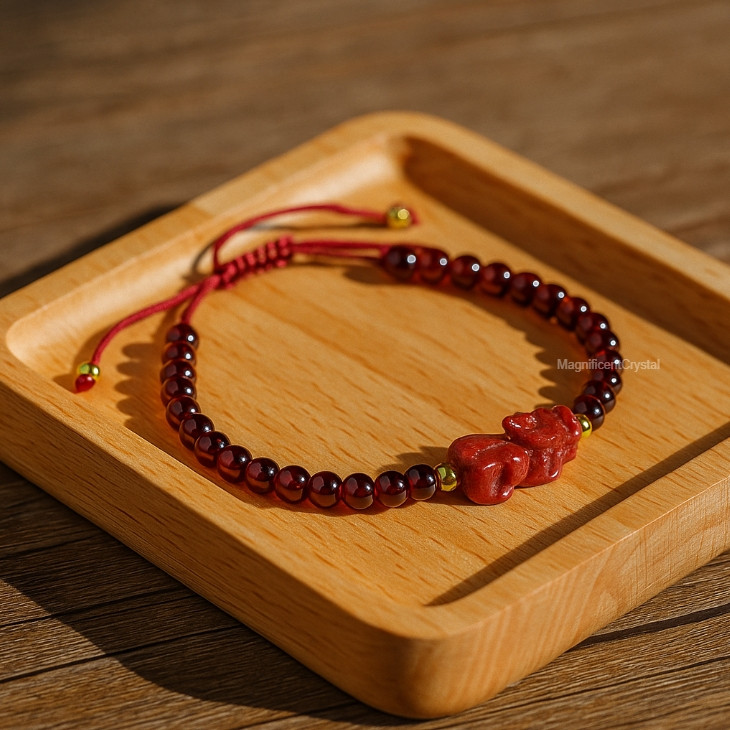 Garnet Pixiu Bracelet Luck Crystal Success Wealth Attraction Women Men Xmas Gift