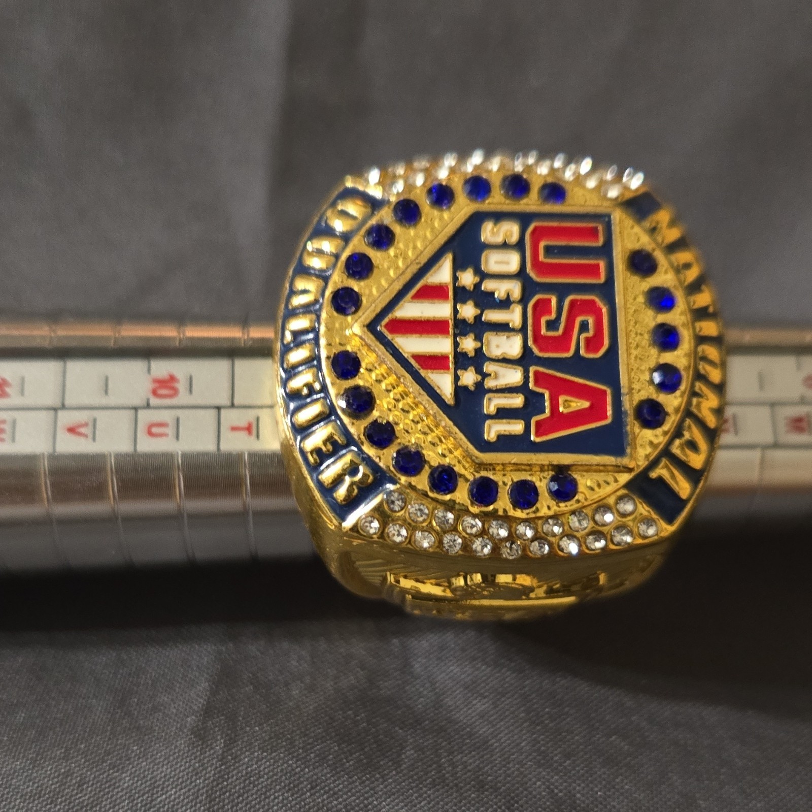 USA Softball National Qualifier Championship Ring Gold Tone Engraved