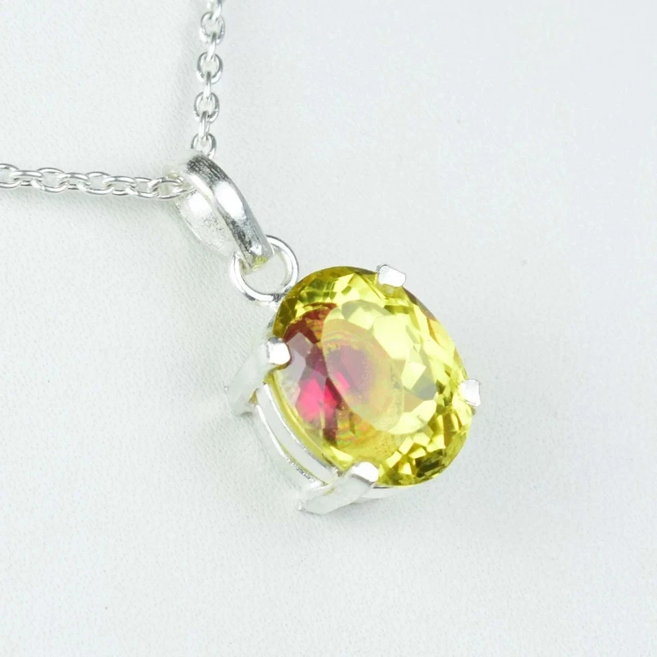 Bi-Color Rare Pitambari Sapphire Pear Natural 23.55 Ct 925 Silver Pendant Gem