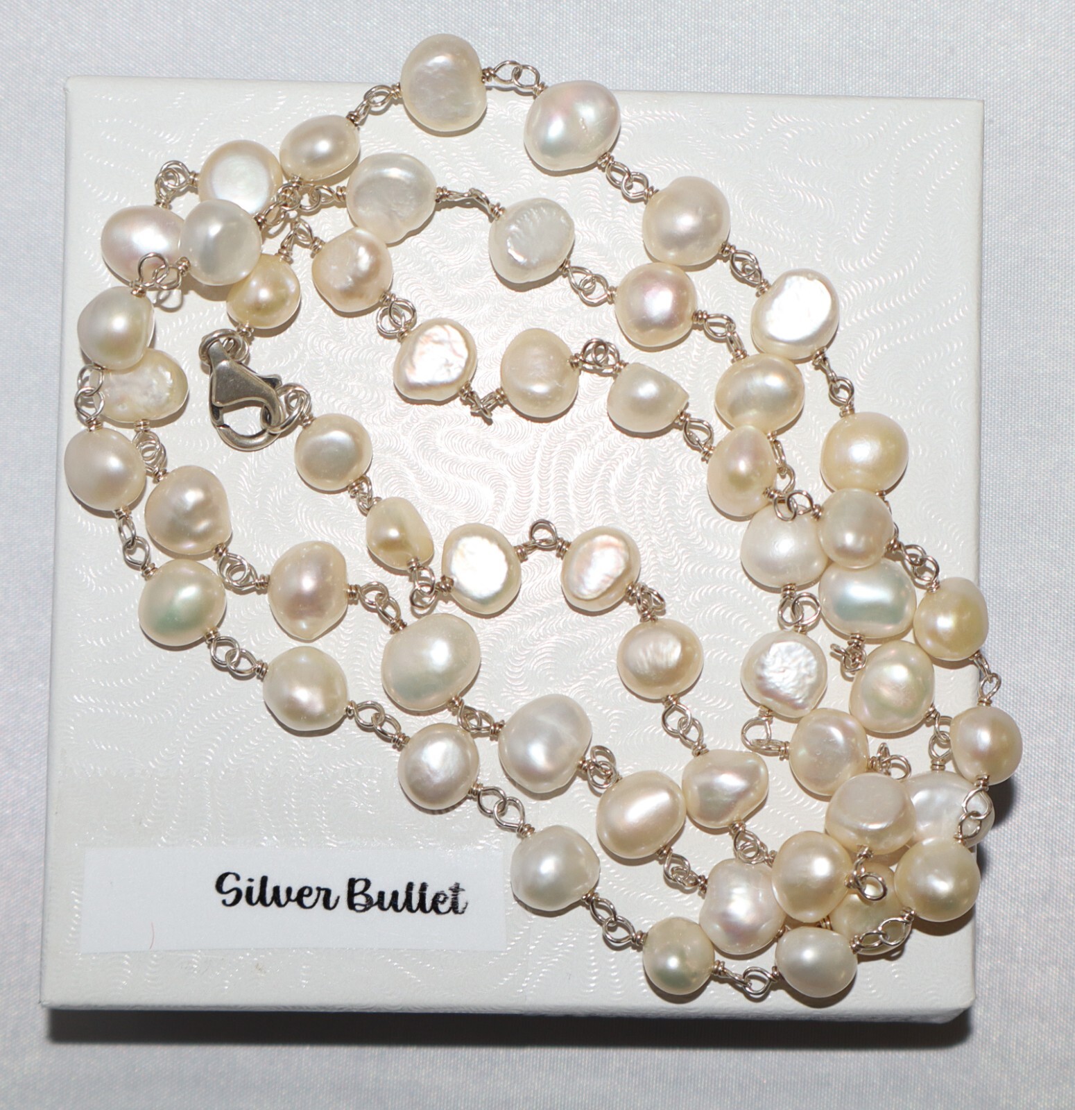 Silpada Sterling Silver Freshwater Pearl “Fresh Catch” Necklace N1368 32″
