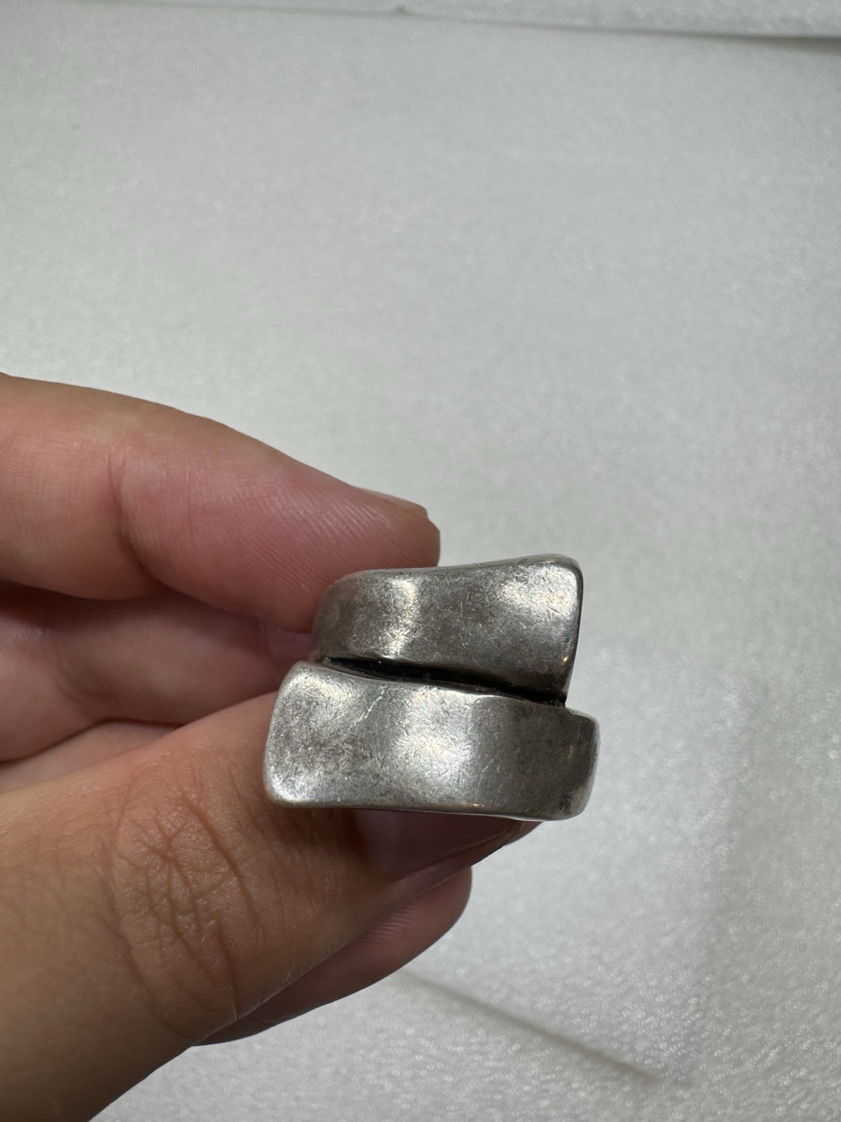 Heavy Silver Uno De 50 Designer Brutalist Bypass Statement Ring Size 8