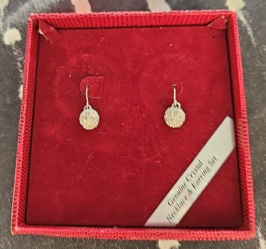 Vintage Style Pierced Earrings (ONLY) Crystal Balls Silver Tone 3/8″ Diameter