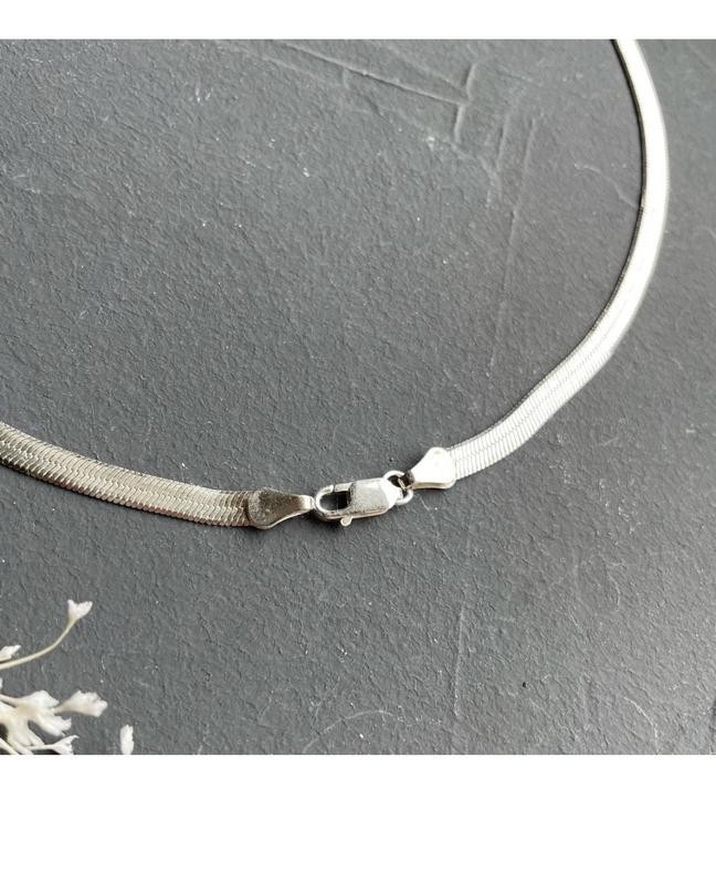 Minimalist Silver Snake Chain Choker Size 45cm