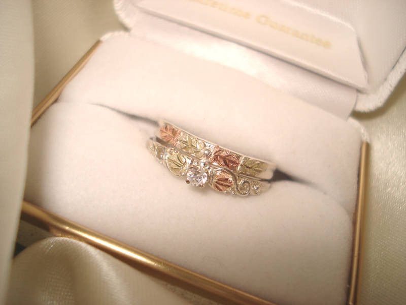 6OLD LEAFS on silver WEDDING SET/Cubic Zirconia Stone /Lab created 6, 7, 8,9,10