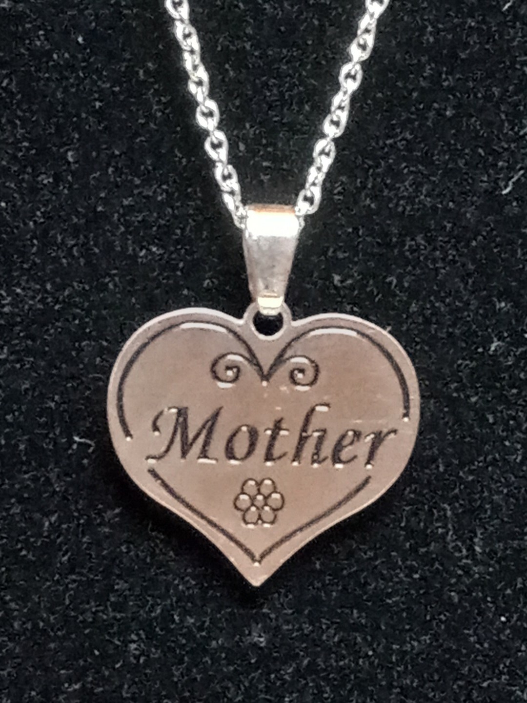 JCM Engraved And Black Enameled Mother Heart Pendant Stainless Steel 18″ Reverse