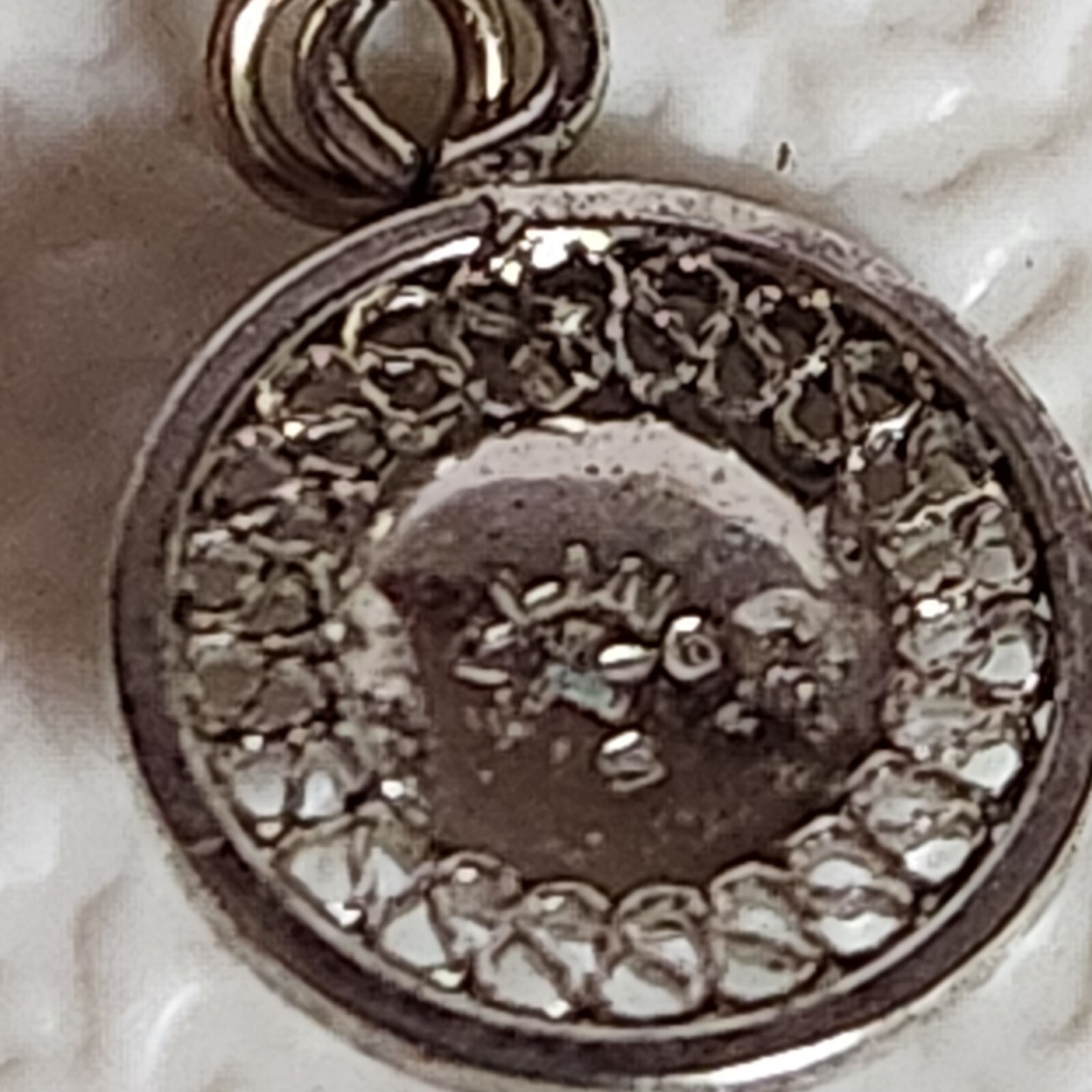 Linde Star Pendant or Charm Tiny 3/8 inch Silver Tone & Blue White Star Marked