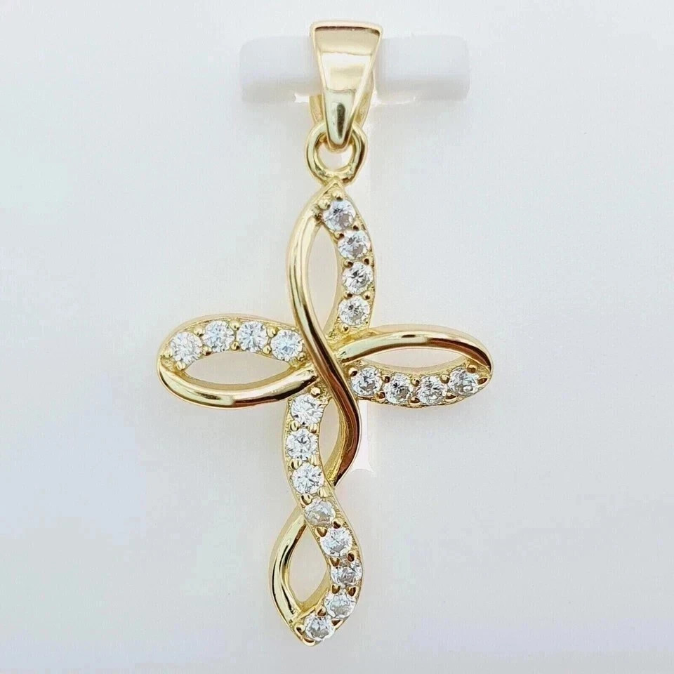 2Ct Round Cut Simulated Diamond Women’s Cross Pendant In 14k Yellow Gold Plated