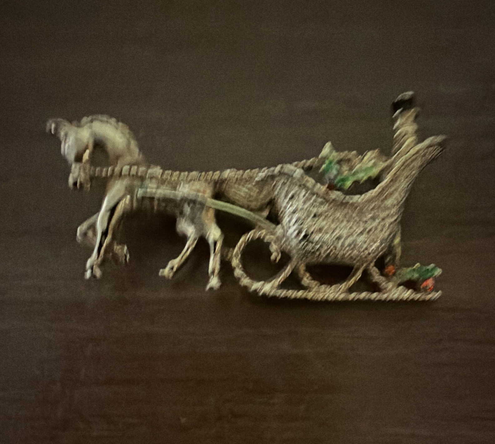 Silver Tone Metal Horse-Drawn Carriage Brooch Pin, Transportation Theme