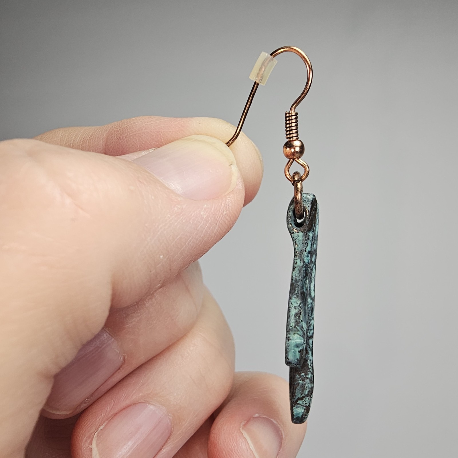 Scarlett Boutique BOHEMIAN Dangle Earrings – Green Metal and Copper 2 1/8 in.