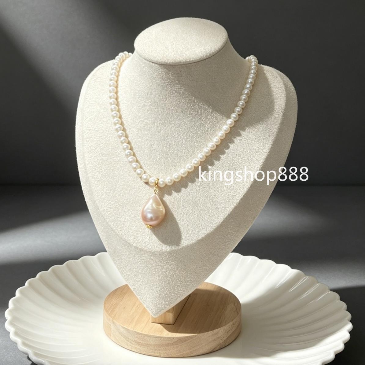 5.5mm Natural Freshwater Keshi Pearl Choker Removable Baroque Pendant Necklace
