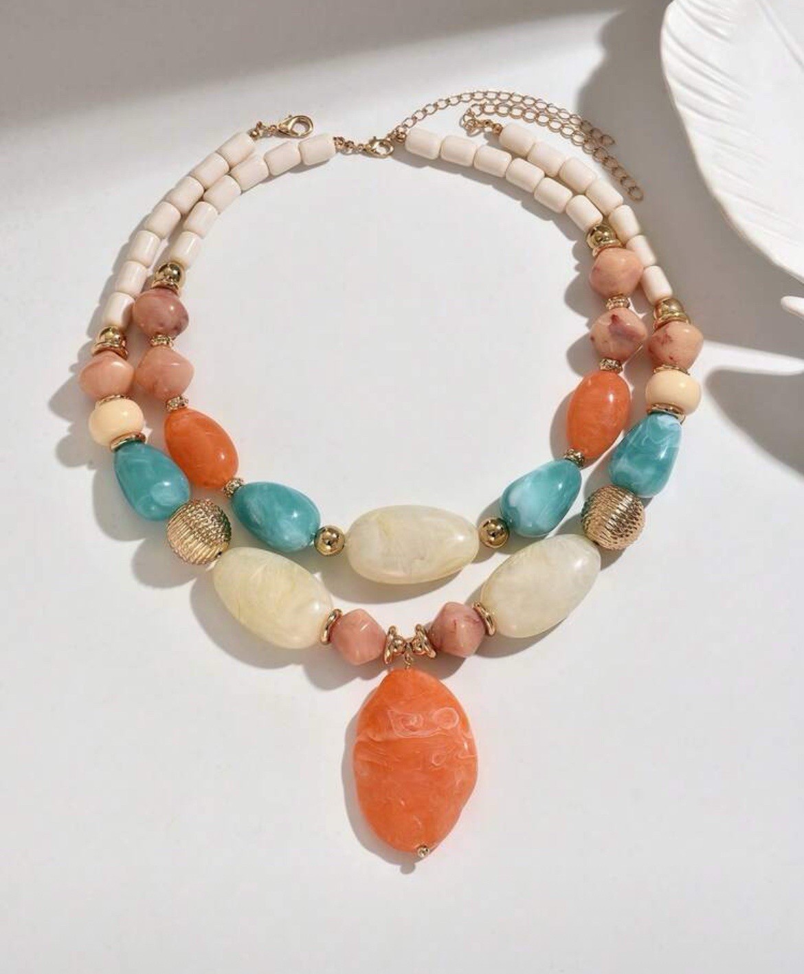 Resin Chain Link Multi Necklace Colorful Chunky Acrylic Statement Boho Retro NEW