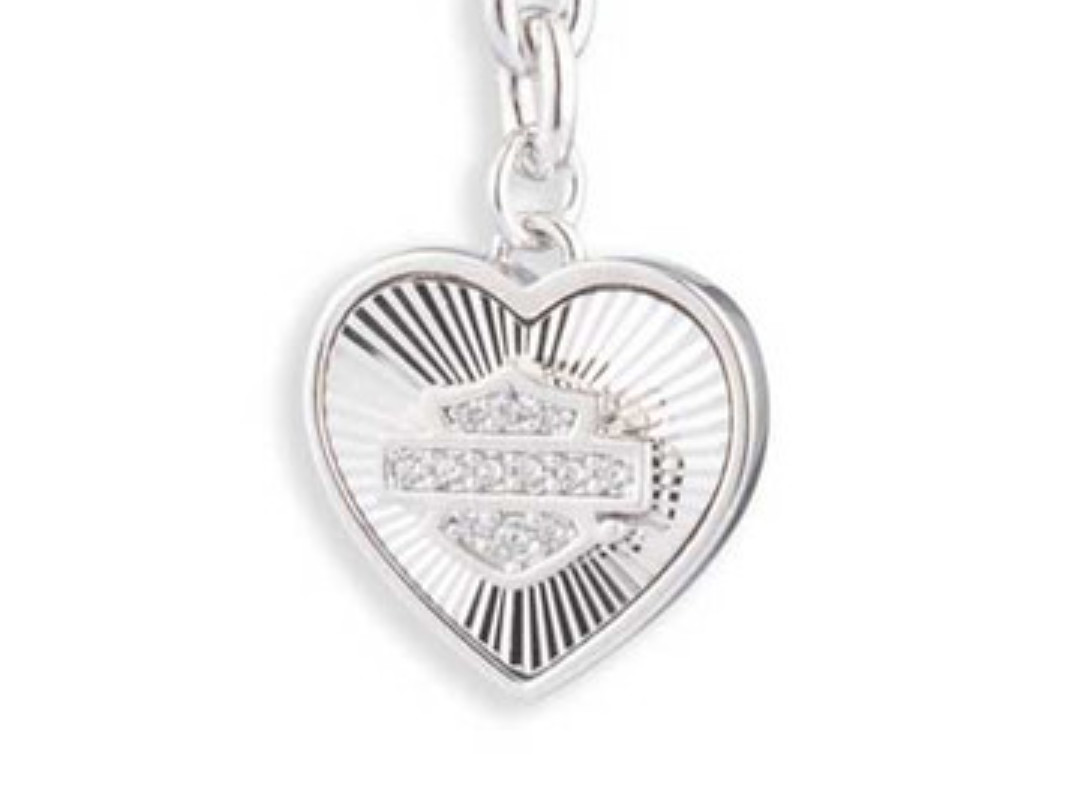 Harley-Davidson Women’s 16 in. Crystal Bar & Shield Radial Heart Y-Neck Necklace