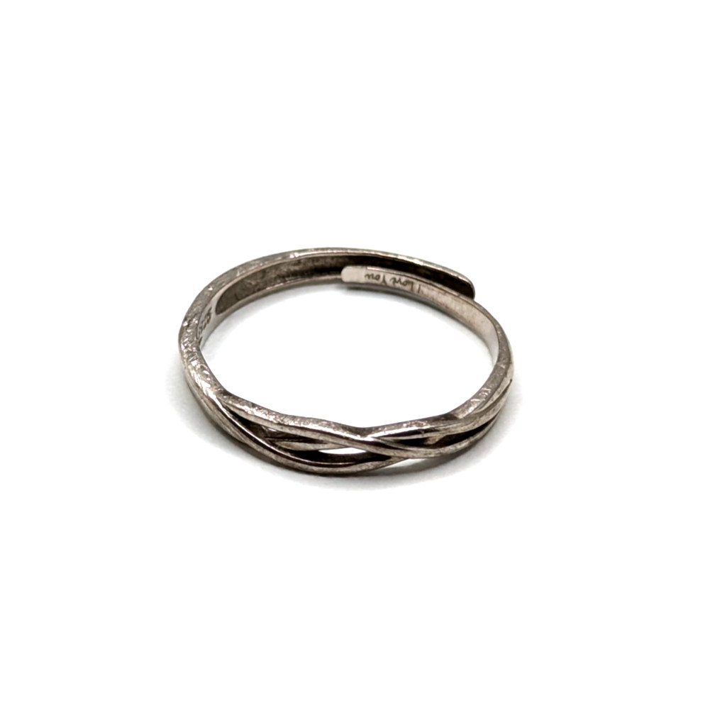 Sterling Silver 925 Twisted Interwoven Band Minimalist Stackable Ring Size 10