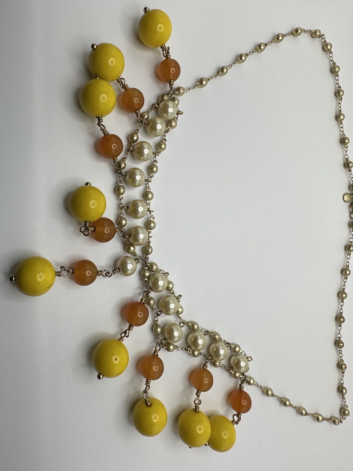 27 inch J Crew Yellow Bead Statement Necklace NB8