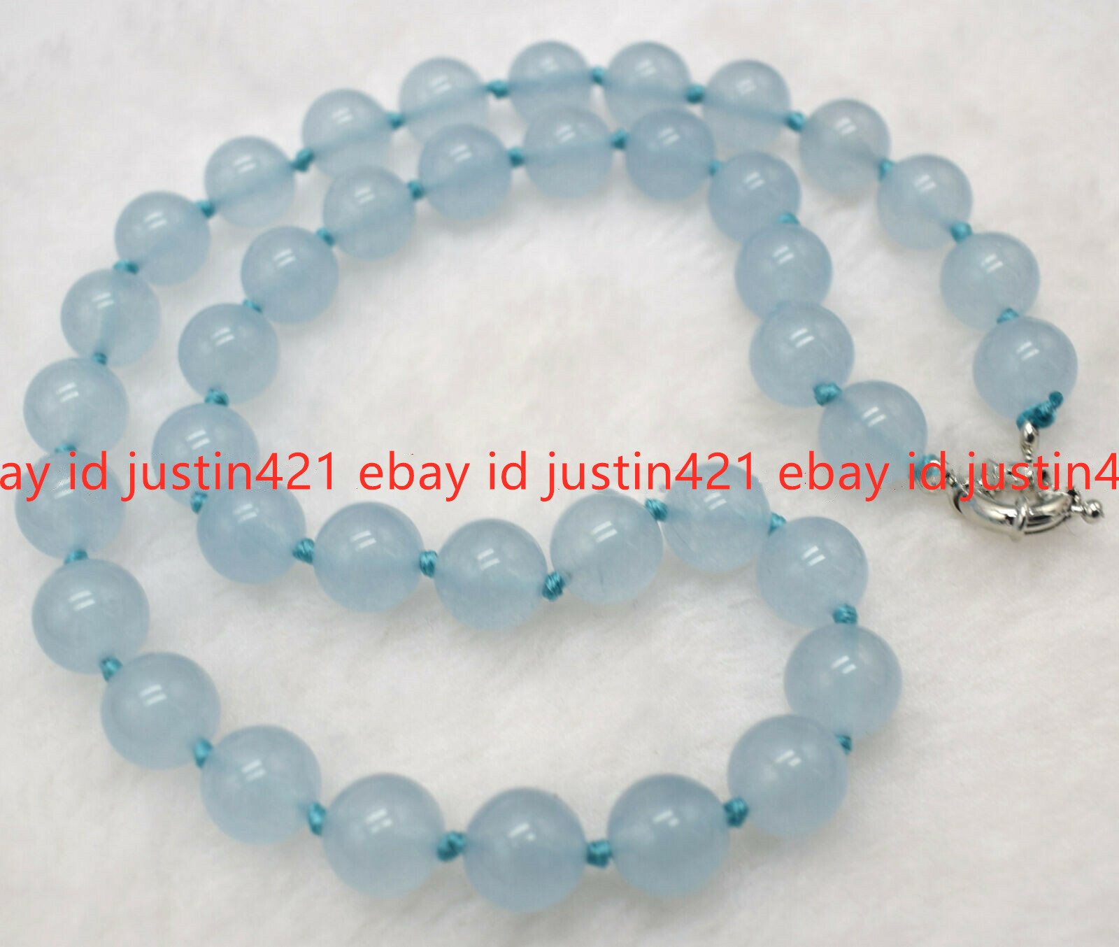 Natural 6/8/10/12mm Light Blue Aquamarine Round Gemstone Beads Necklace 18″ AAA