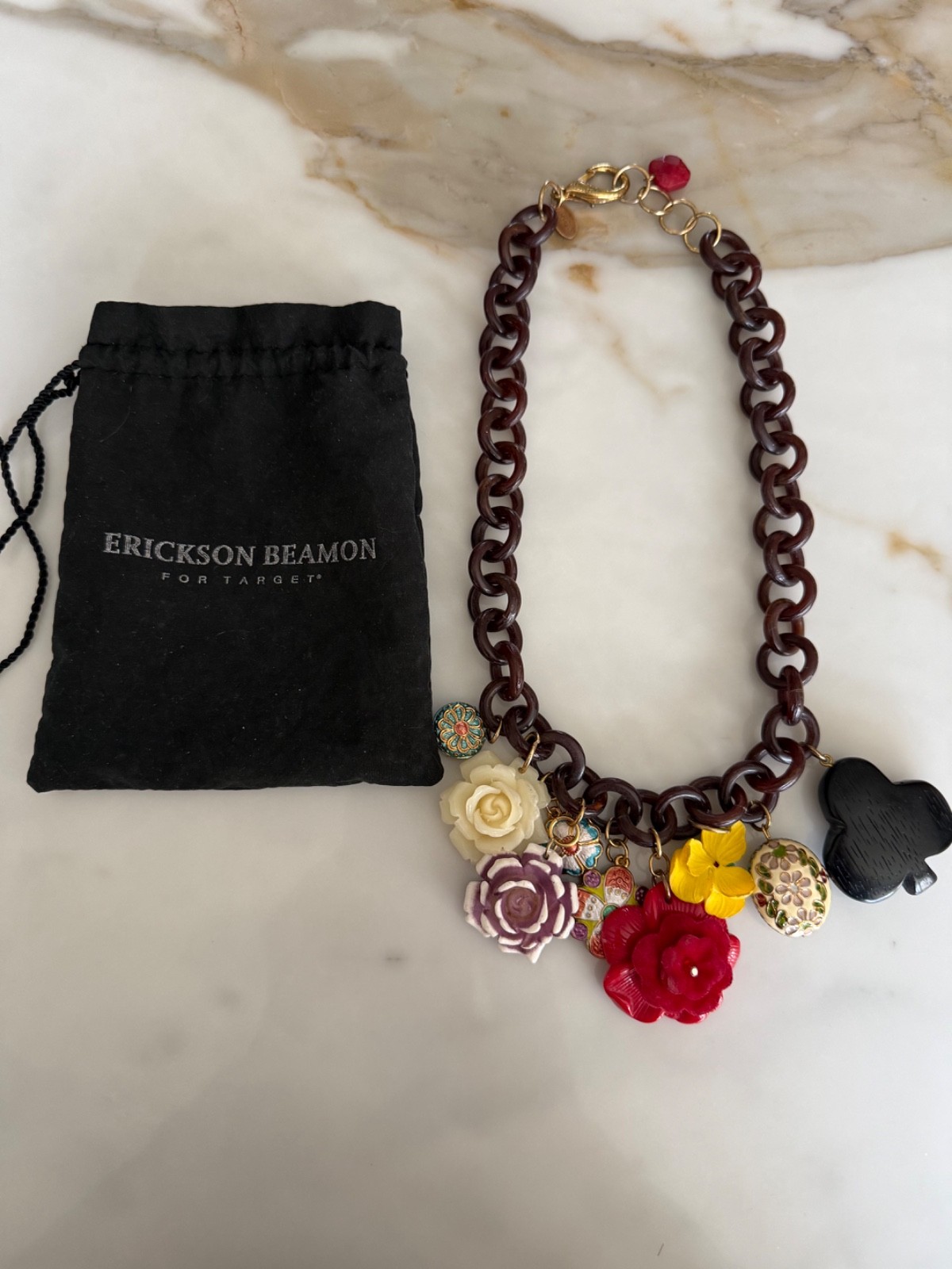 RARE 2009 Erickson Beamon for Target Charm Chain Link Boho Necklace Limited Edit