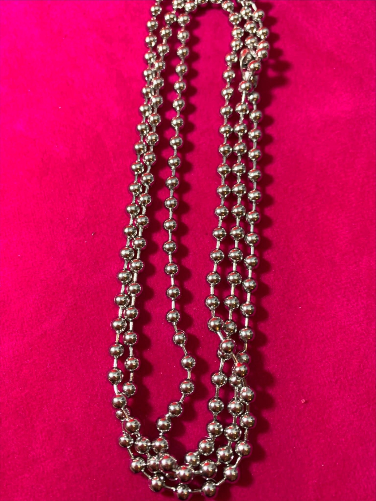 36 INCH 4MM STAINLESS STEEL SILVER BALL CHAIN WITH A MILITARY CLASP