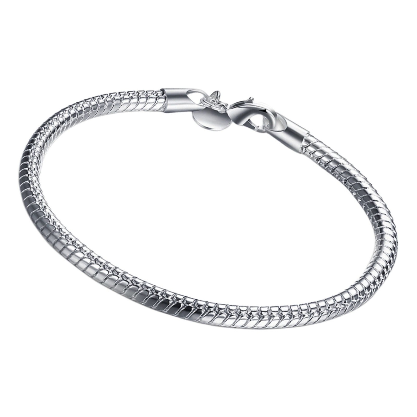 3/4mm Men Woman Gold Plated Round Snake Chain Bracelet Bangle 7.9 in