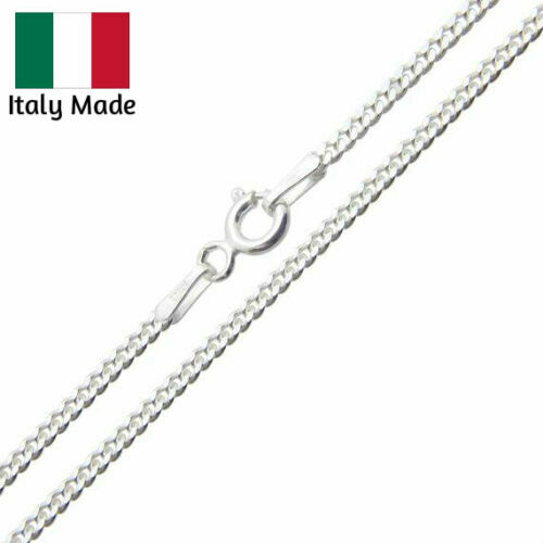 925 Solid Sterling Silver Curb Cuban Men’s Women’s 2MM Chain Necklace 925 Italy