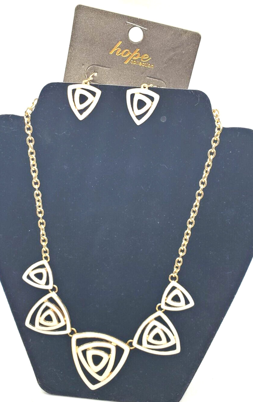 Hope Collection Necklace Earring Set Chain White Gold Tone Nickel Free Pierced