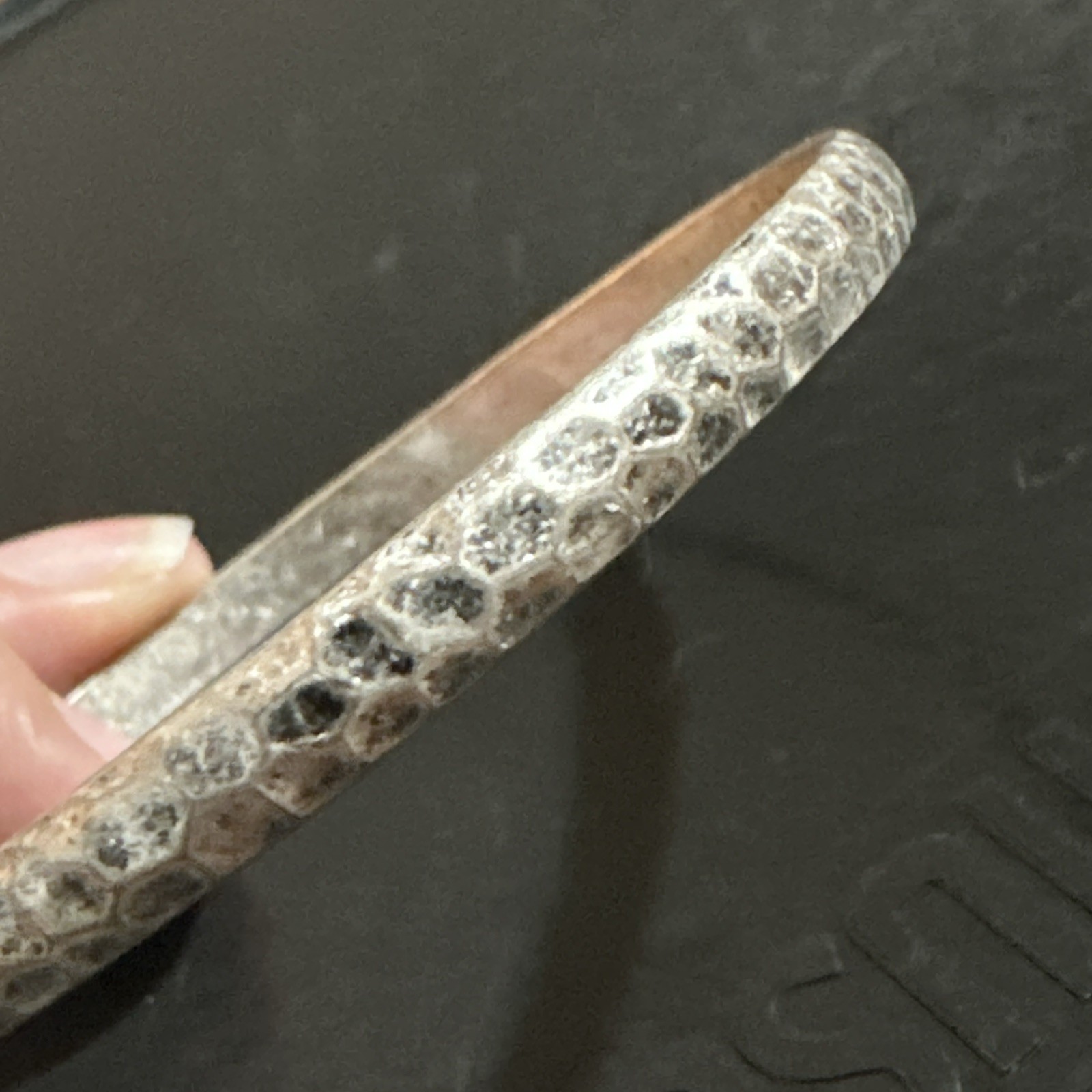 Vintage Premier Designs Bracelet Bangle Silver Tone Hammered Design Jewelry