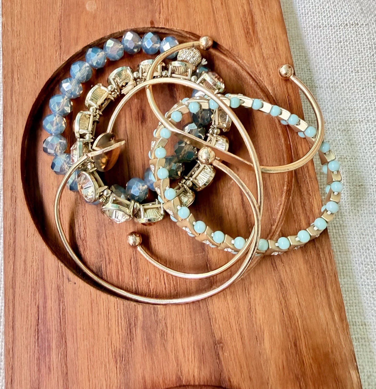 6 Pc Gold Tone Bracelet Stack Set