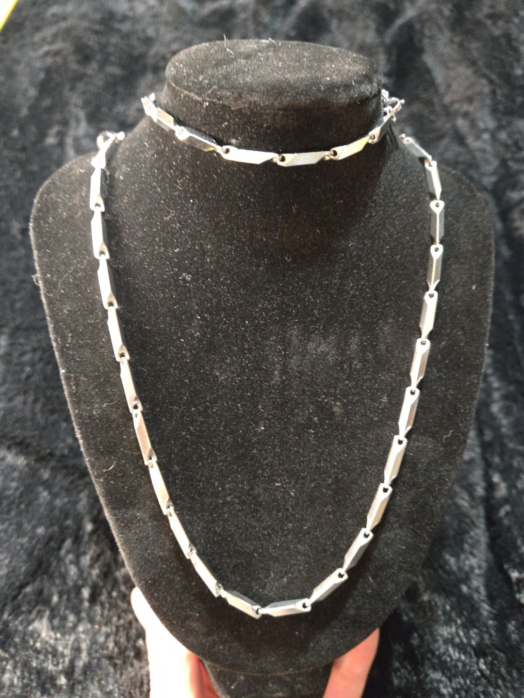 Stainless Steel Bar Link Chains 24″ necklace & 8½” Bracelet Set Hypoallergenic