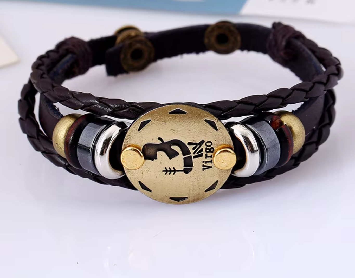 High Quality Braided Leather Zodiac Bracelet – All 12 Astrology Signs