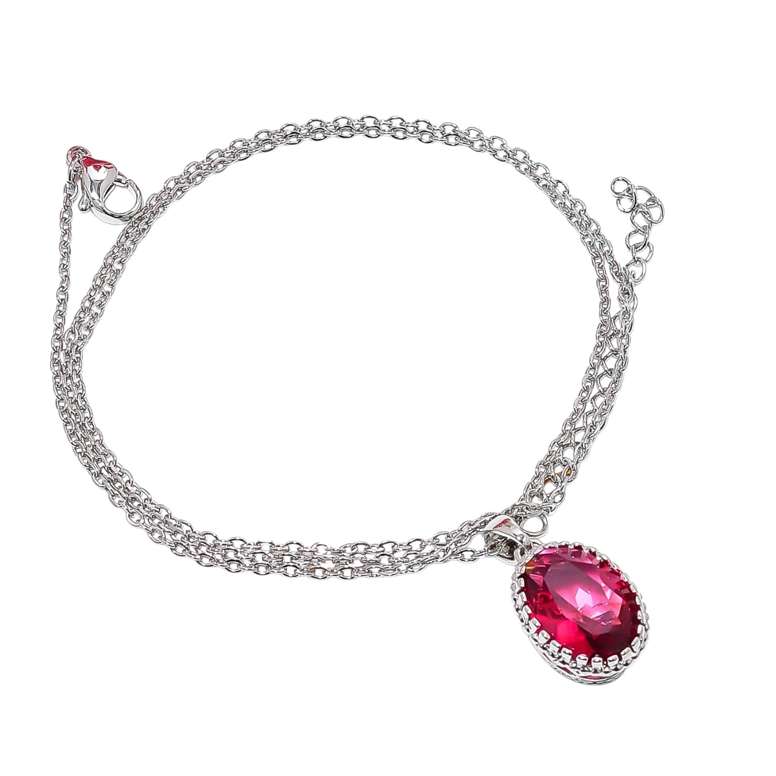 Pink Rubellite Tourmaline 925 Sterling Silver Pendant With Chain 18-20″ CP15337