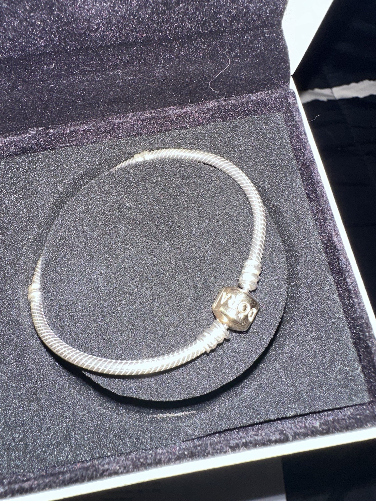 Pandora Silver Snake Chain Charm Bracelet, Barrel Clasp, No Stone 590702HG-18