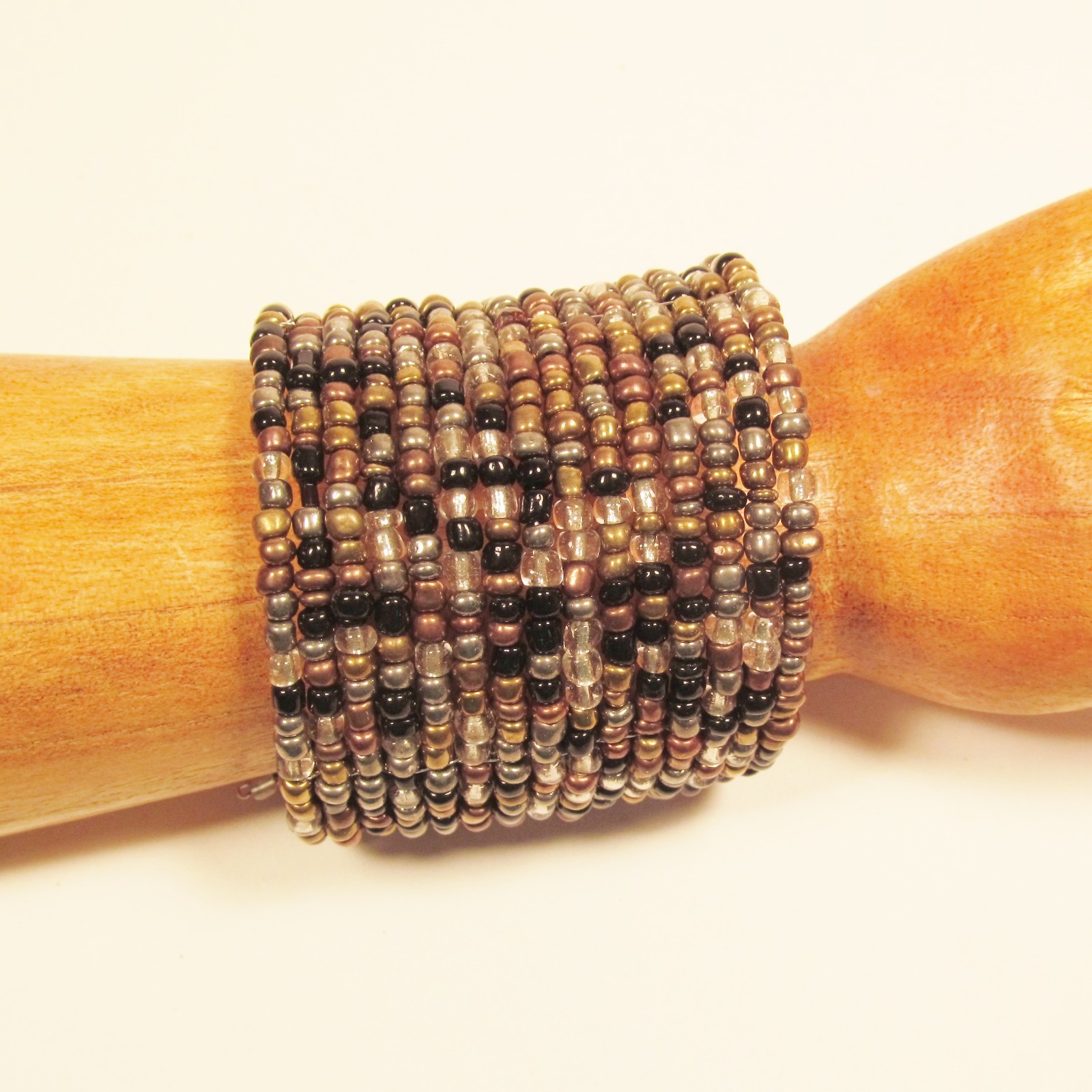 2 1/2″ Wide Metallic Colors Handmade Boho Beaded Bali Cuff Statement Bracelet