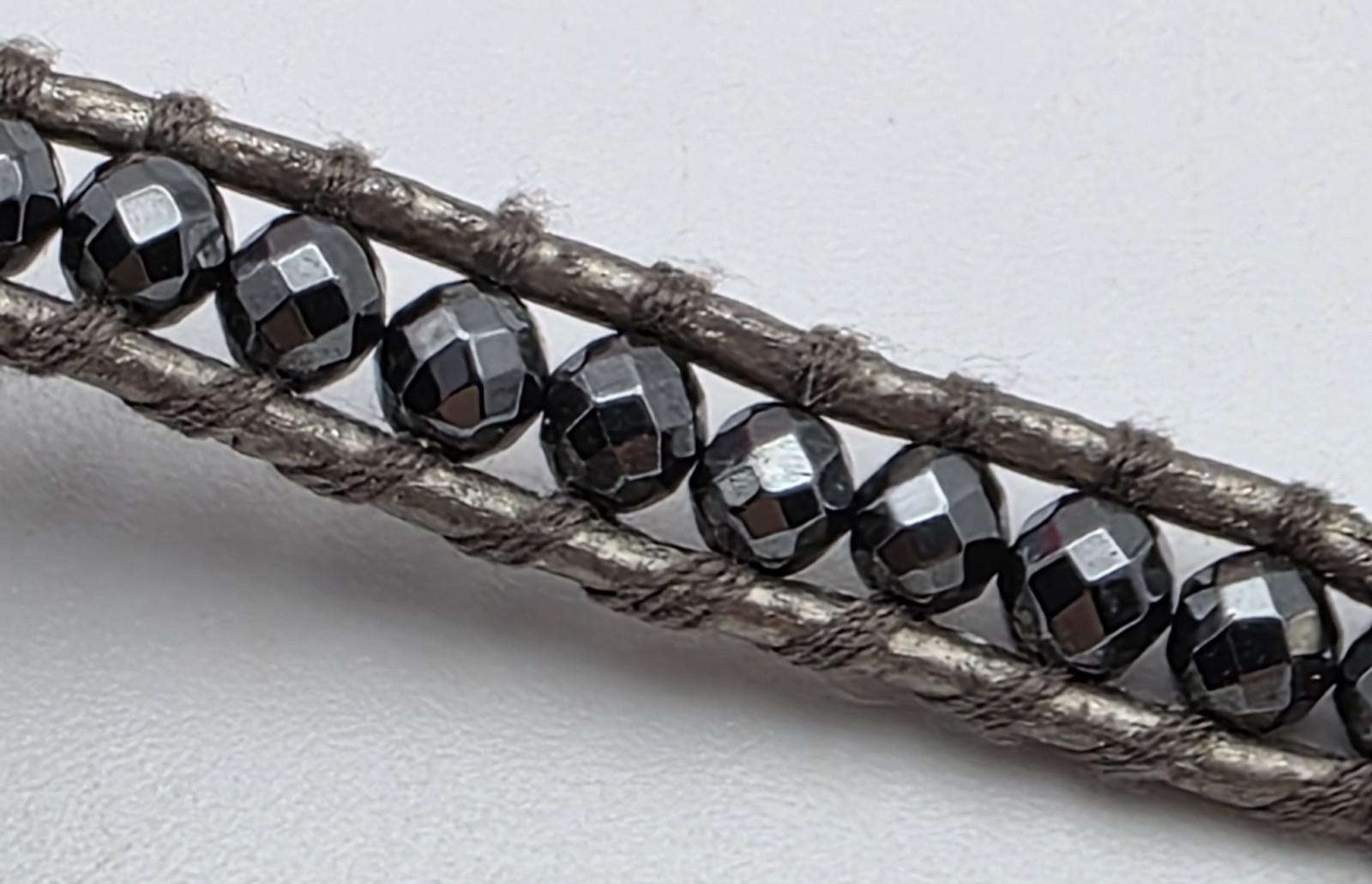 Lizou Bullet Wrap Bracelet Hematite Crystal Gray 35in Adjustable Toggle