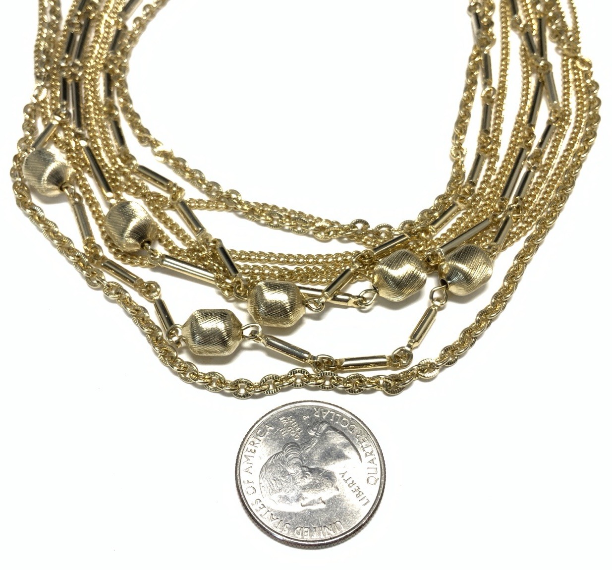 Lisner Gold Tone 9-Strand Chain Necklace 16.5-inches LT110