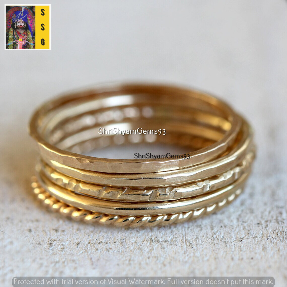 5 Set of Ring, Brass Hammered rings, Stacking ring Minimalist ring Woman ring