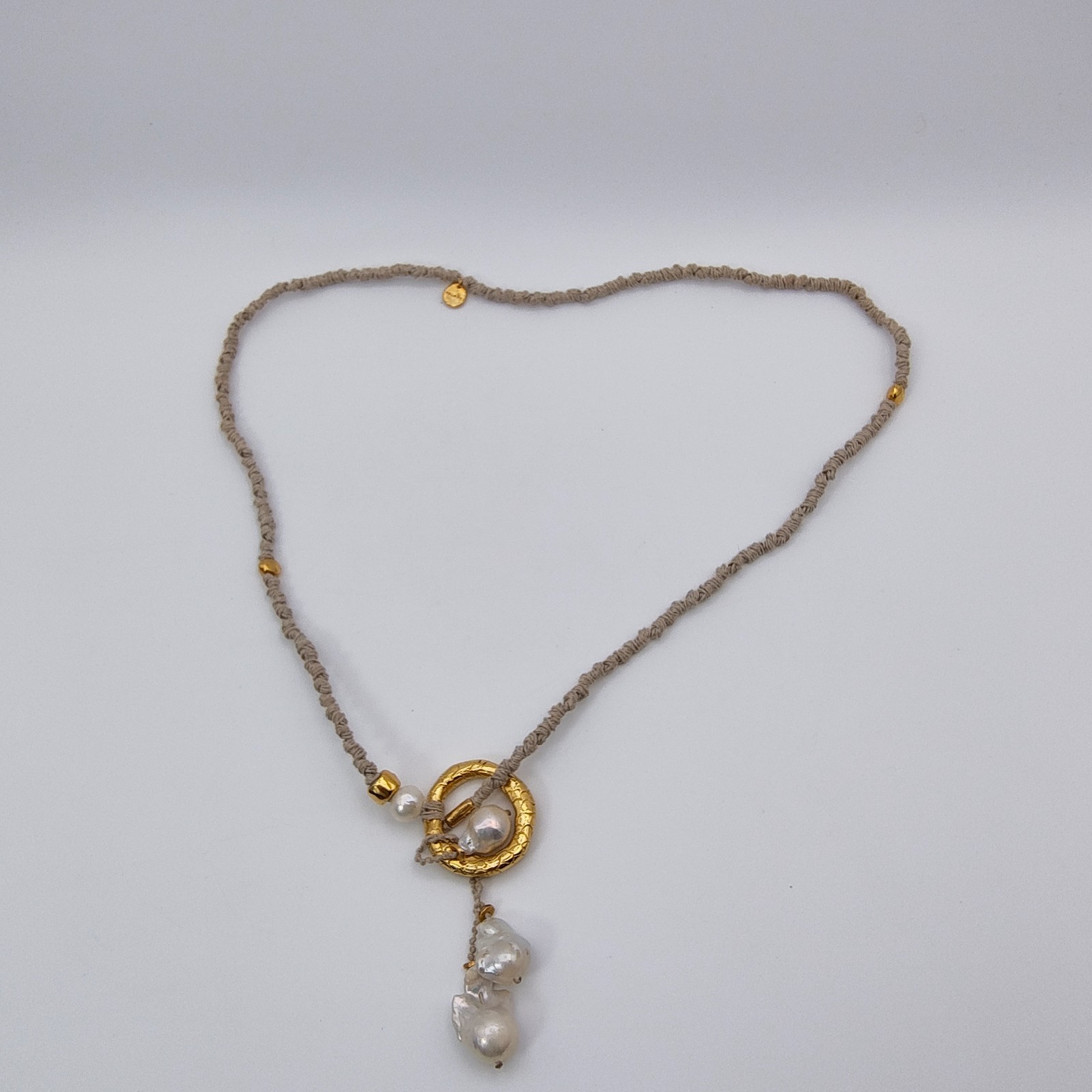 Velatti Convertible Toggle Necklace Cultured Baroque Pearl 18K Gold Plated Spain