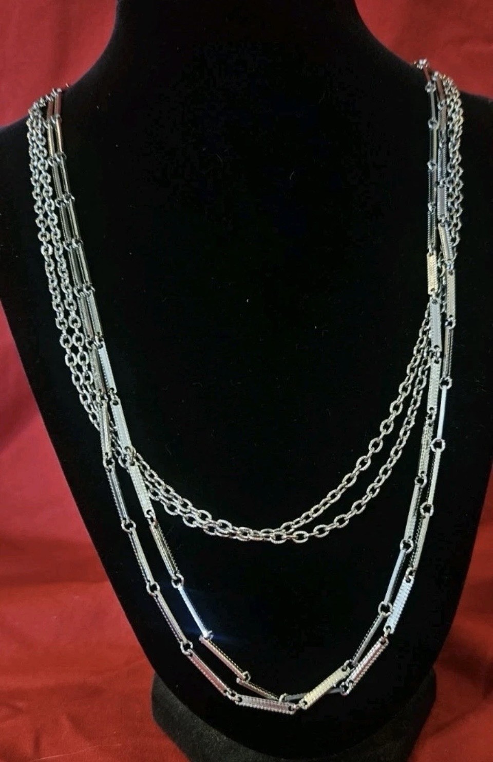 Silver Tone Double Strand 49” Long Necklace By Celebrity