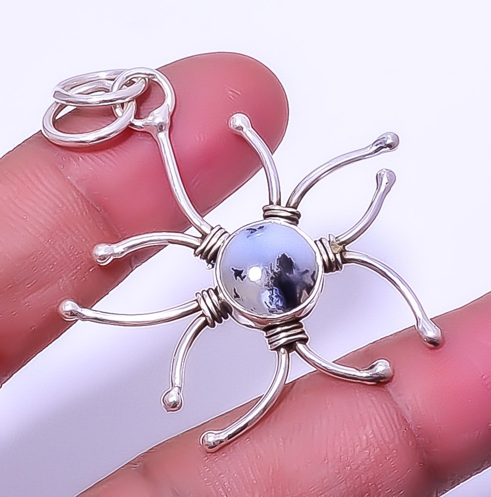 Dendritic Opal – Brazil 925 Sterling Silver Jewelry Pendant 1.95″ P0-12