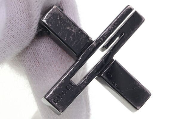 Gucci Authentic Necklace Cross Crucifix Cutout G Pendant Chain Very Good Japan